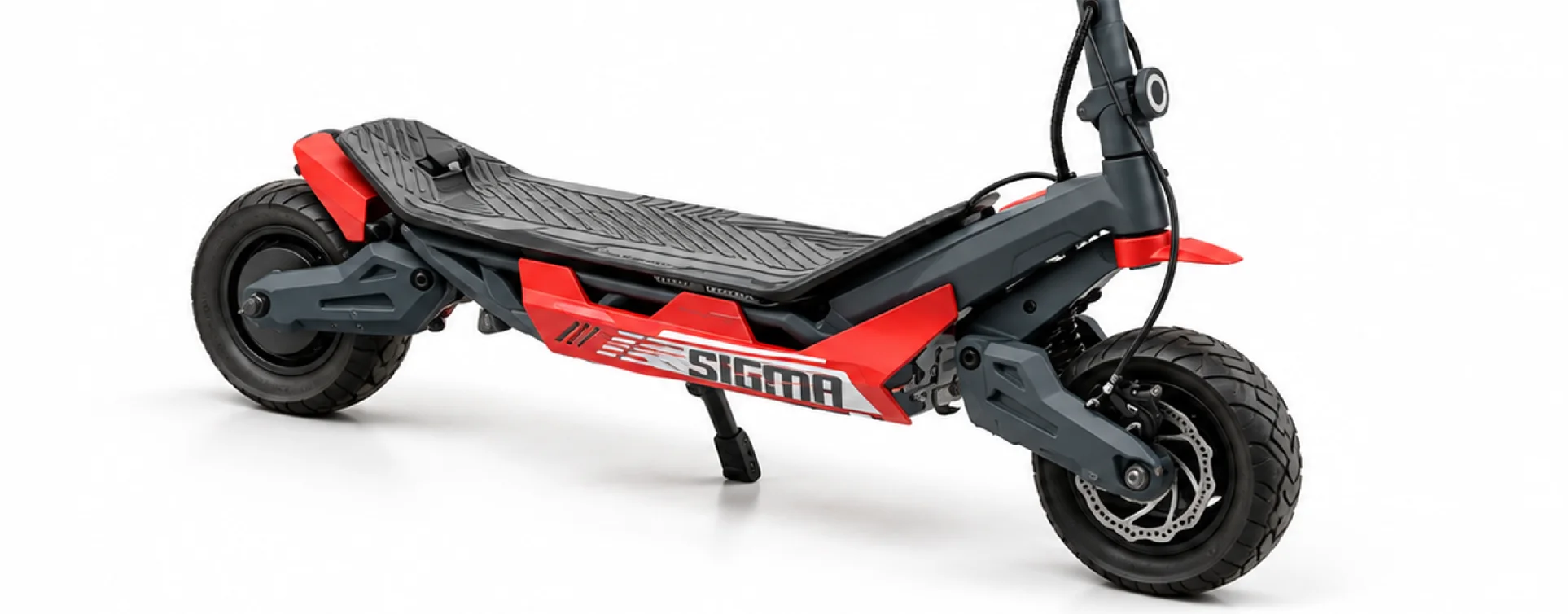Sigma electric kick-scooter in grey and red