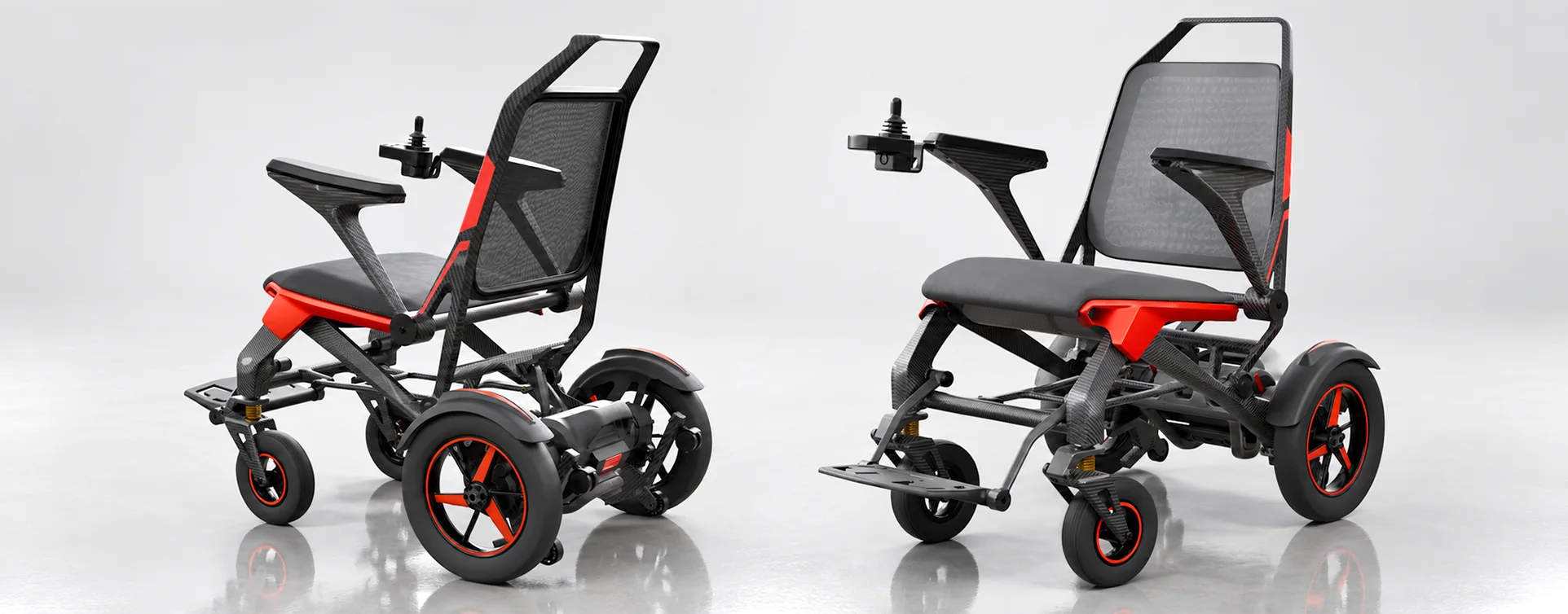 Ultralight full-carbon electric wheelchair with orange accents