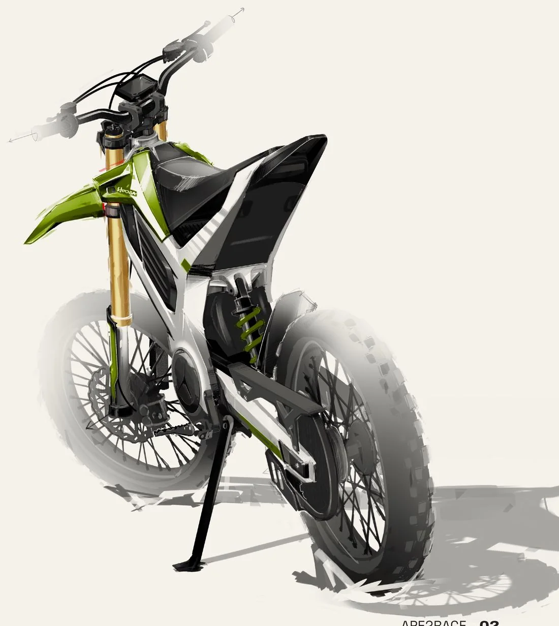 Concept sketch of an electric dirt bike