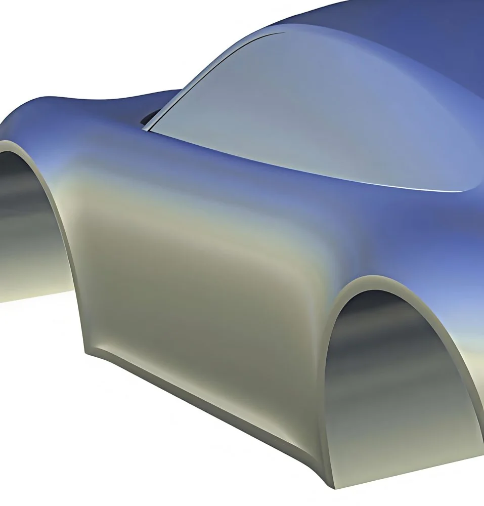 Car body surface under a sky reflection shader